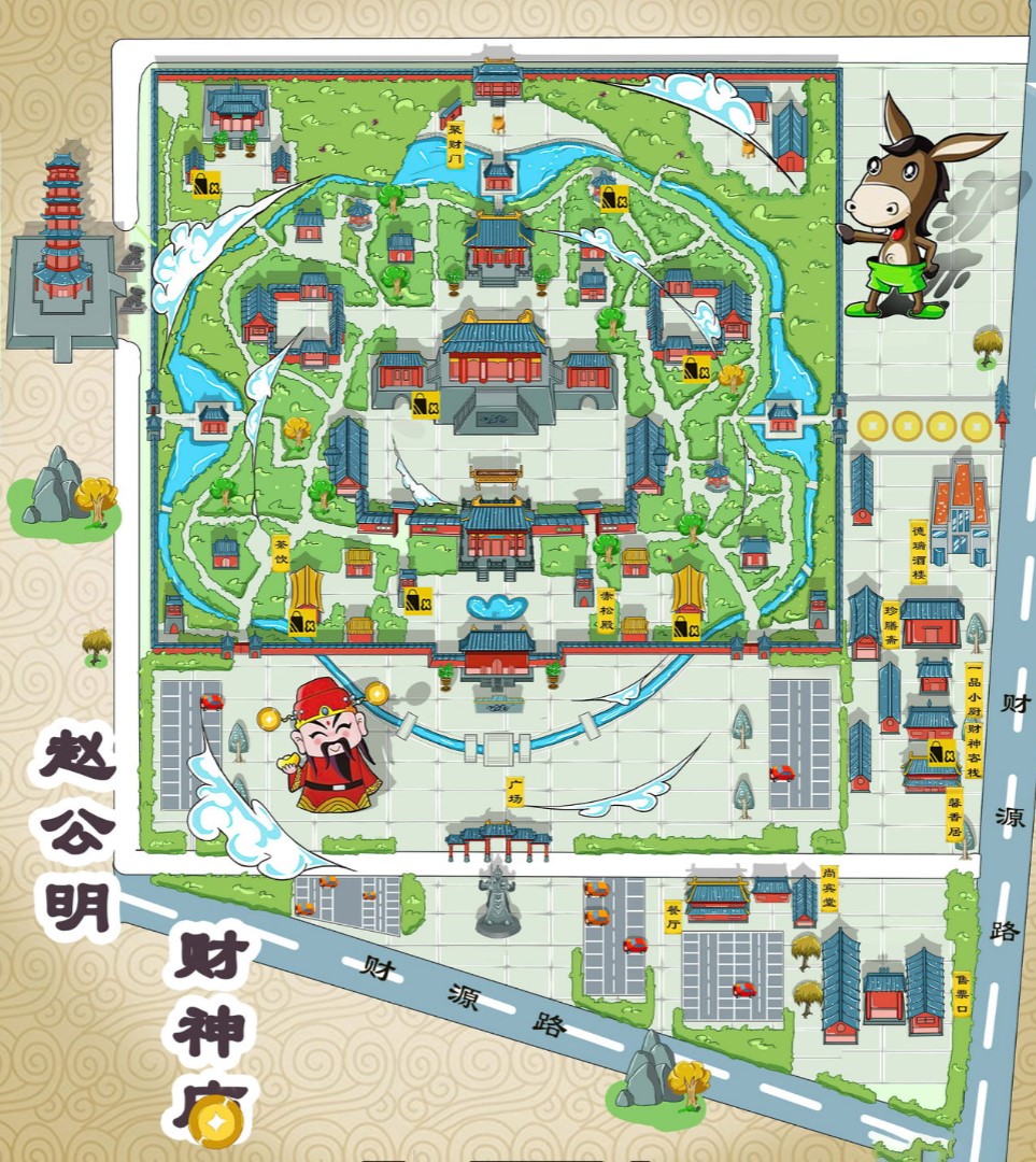 腾冲寺庙类手绘地图